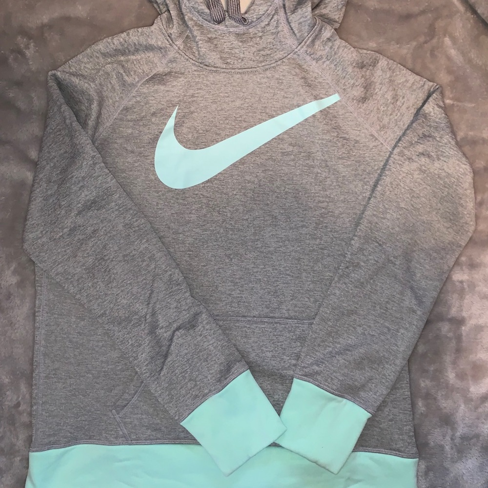 Nike blue aqua and gray hoodie large